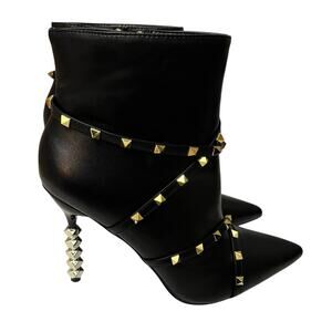 Cape Robbin Ines Studded Ankle Boots Size 11M Faux Leather Pointed Toe Stiletto